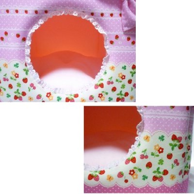 画像1: ピンク♪苺と水玉のペットちゃん用ハウス